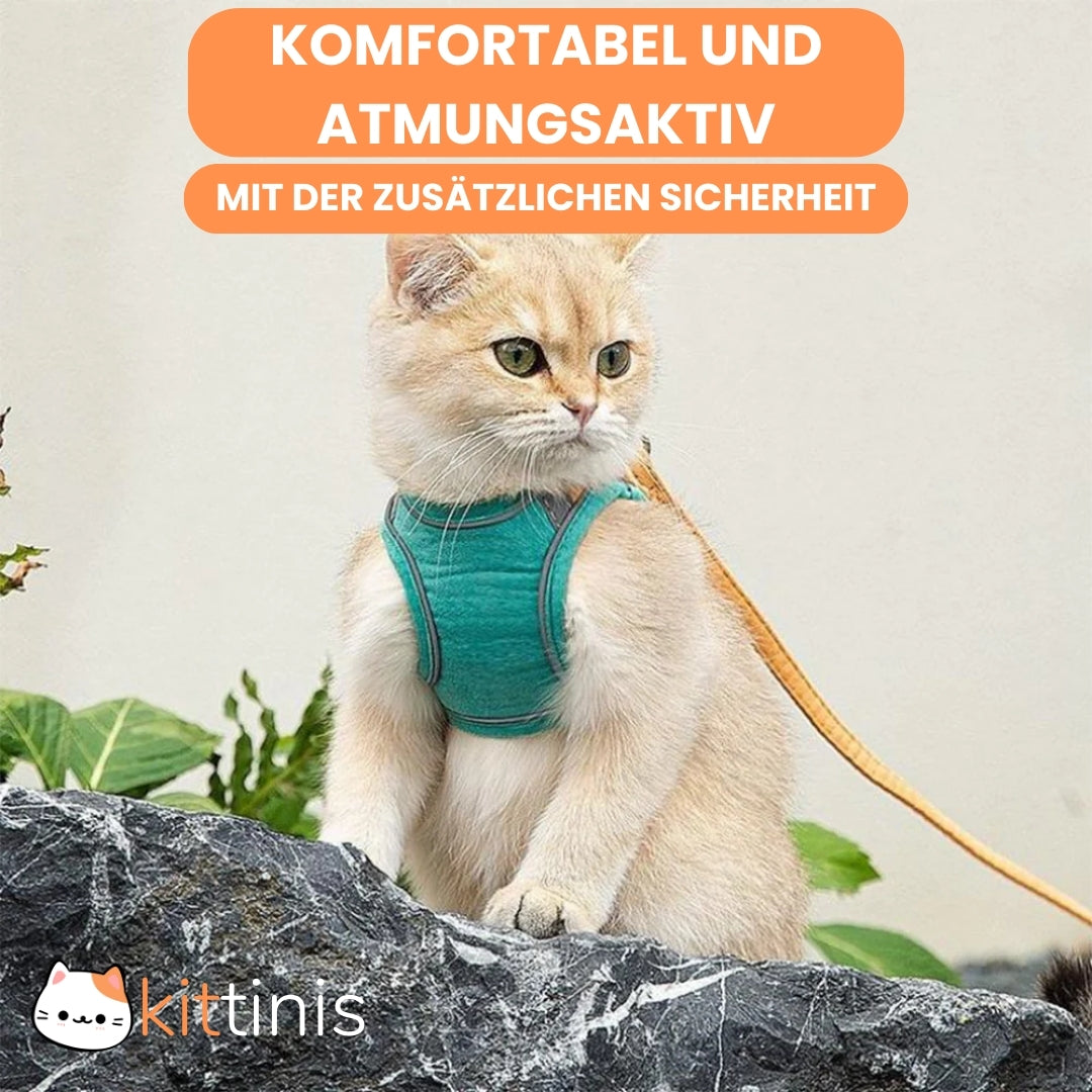 KITTINIS™ - atmungsaktives Katzengeschirr + Leine "PRO"