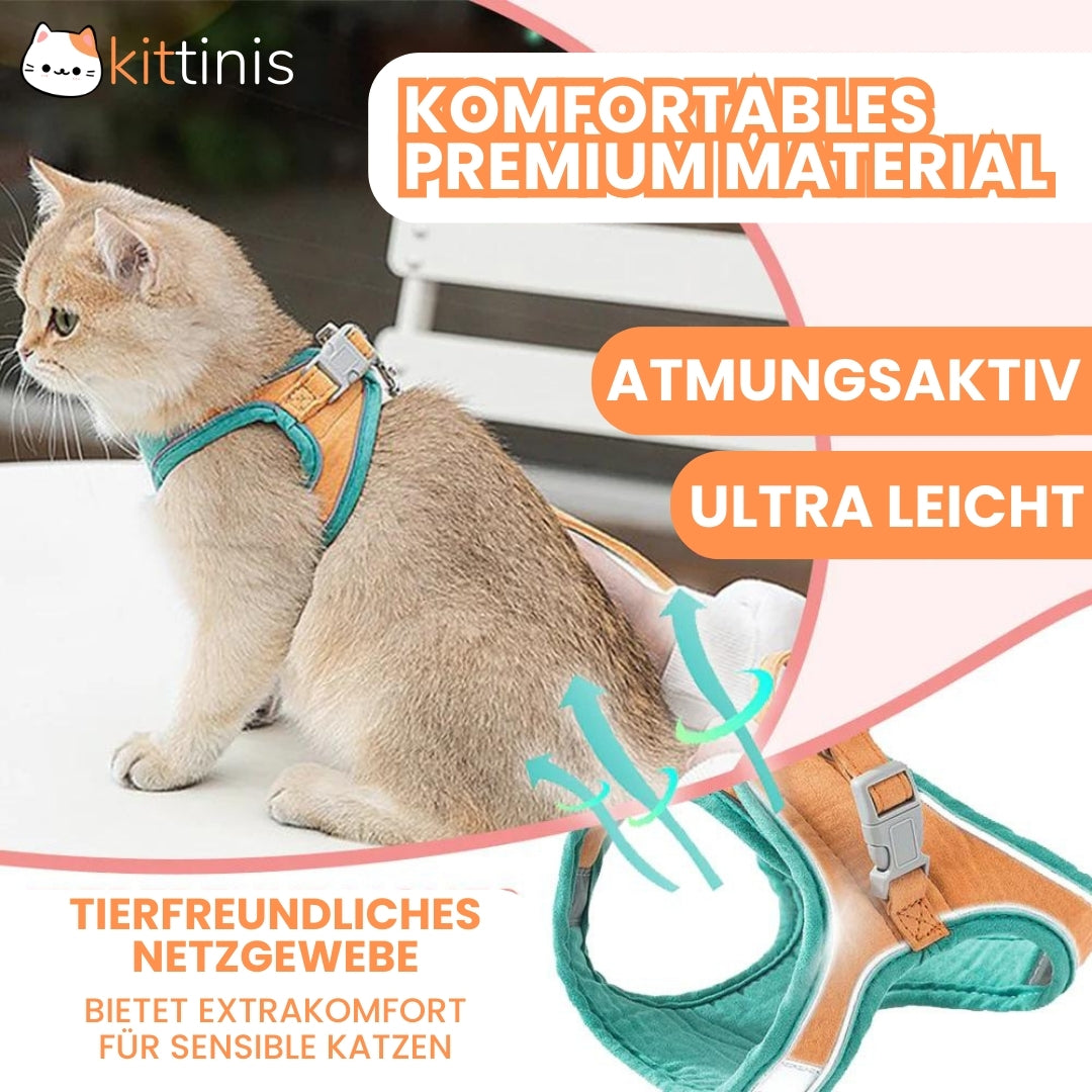 KITTINIS™ - atmungsaktives Katzengeschirr + Leine "PRO"